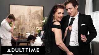 ADULT TIME - Horny Tattooed GILF Ruby Lynne CAUGHT Fucking Large Meat Lover During Her Boy's Funeral!