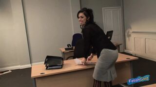 Busty secretary gets pounded deep by mature boss at work to keep her job